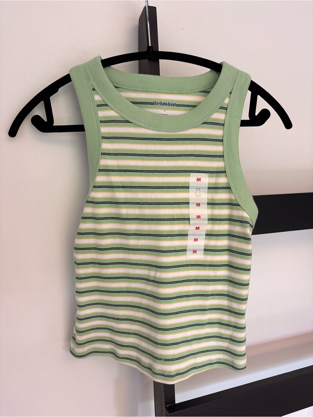 Old Navy Green and White Striped Ribbed Tank - Girls
